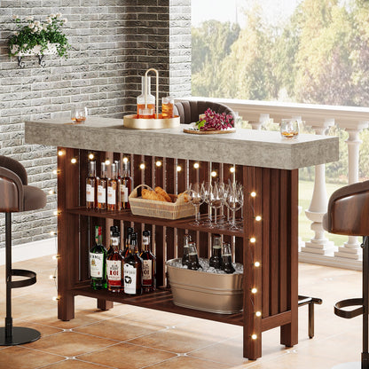 Home Bar Unit, Modern 2 - Tier Bar Table with Footrest Tribesigns