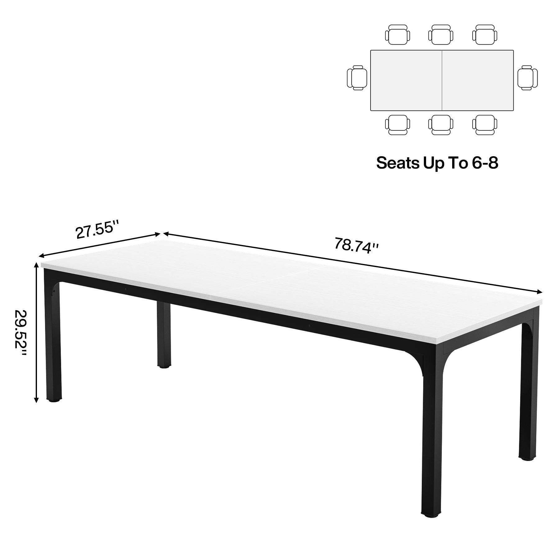 Rectangle Executive Desk, 78.7" Computer Desk 6FT Conference Table Tribesigns