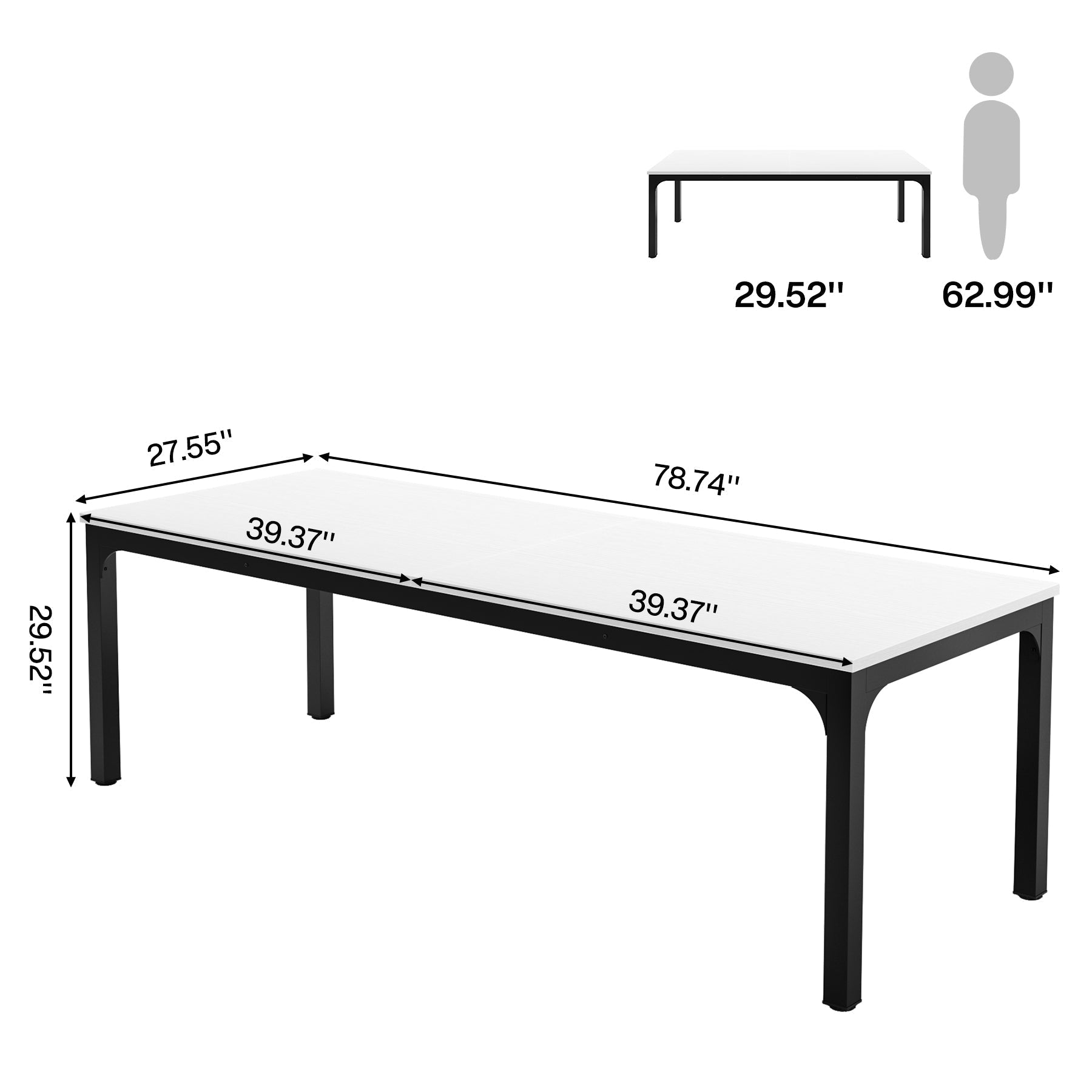 Rectangular Dining Table, 78 inch Long Kitchen Table for 6 - 8 People Tribesigns