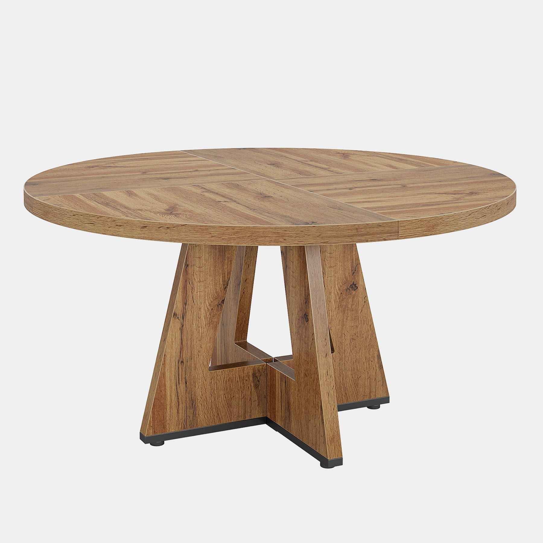 Round Dining Table for 4, 47" Wood Kitchen Table Farmhouse Dinner Table Tribesigns