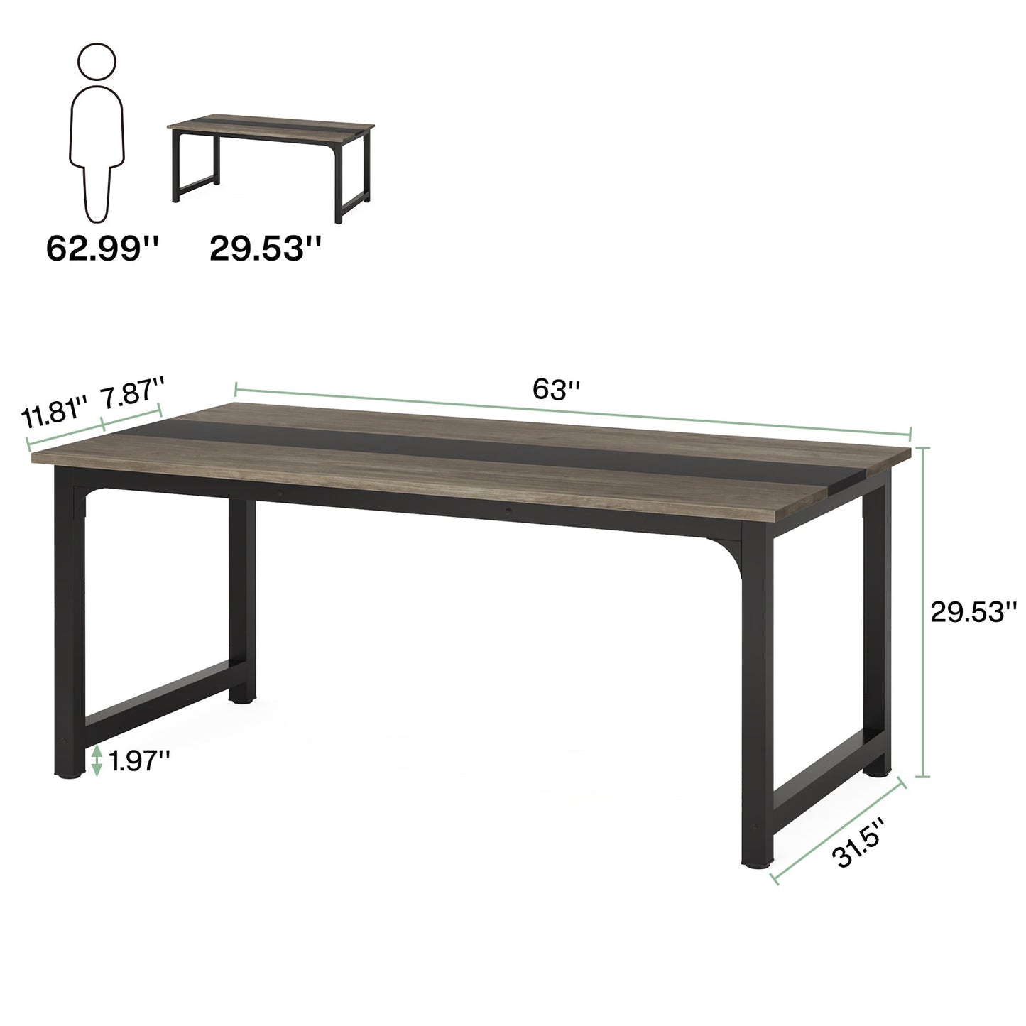 Simple Conference Table, Rectangular Meeting Table Computer Desk Tribesigns