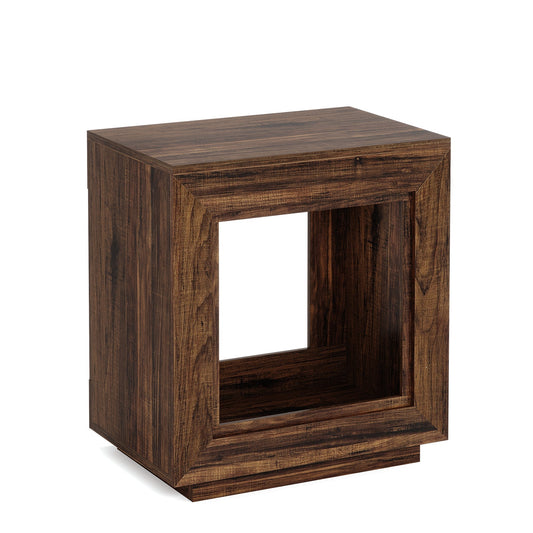 Solid Wood End Table, Square Side Table Nightstands with Storage Tribesigns