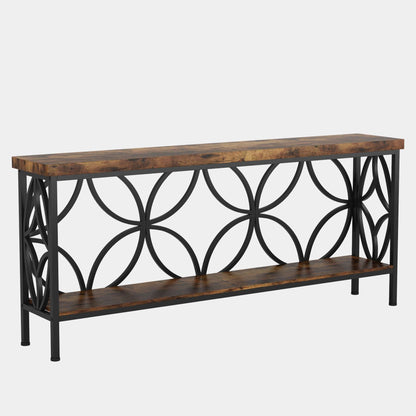 Tribesigns 2 - Tier Console Table, 70.9" Industrial Sofa Table Behind Couch Tribesigns