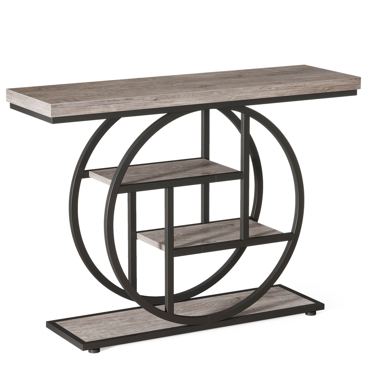 Tribesigns 41.3" Console Table, Industrial 4 - Tier Sofa Entryway Table with Circle Base Tribesigns