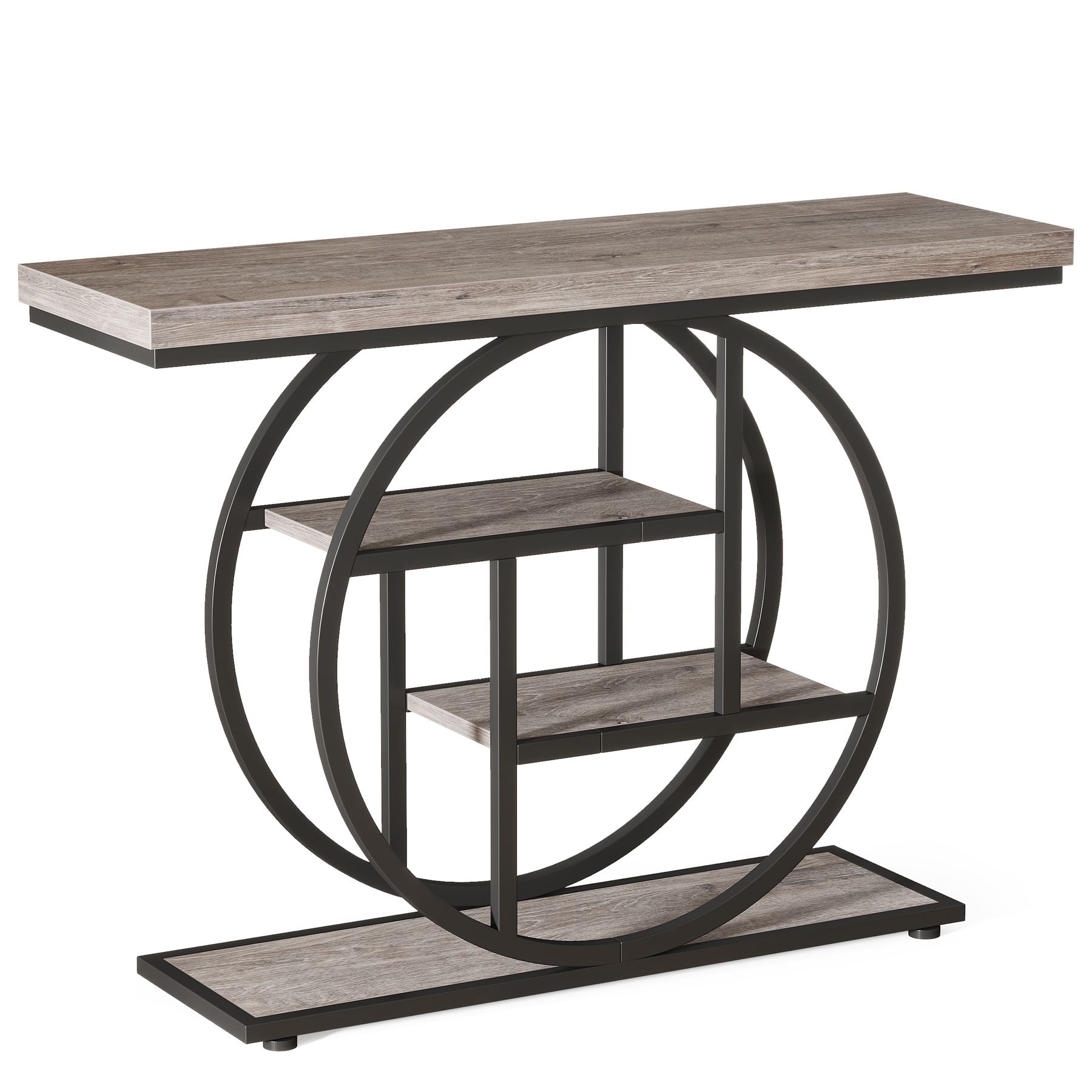 Tribesigns 41.3" Console Table, Industrial 4 - Tier Sofa Entryway Table with Circle Base Tribesigns