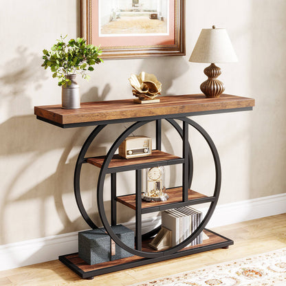 Tribesigns 41.3" Console Table, Industrial 4 - Tier Sofa Entryway Table with Circle Base Tribesigns