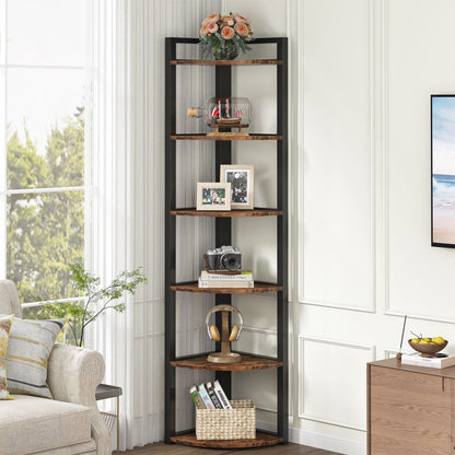 Tribesigns 6 - Tier Corner Shelf, Small Corner Bookshelf Storage Rack Tribesigns