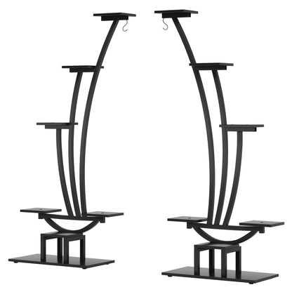 Tribesigns 6 - Tier Plant Stand Pack of 2, Metal Curved Display Shelf with 2 Hanging Hooks Tribesigns