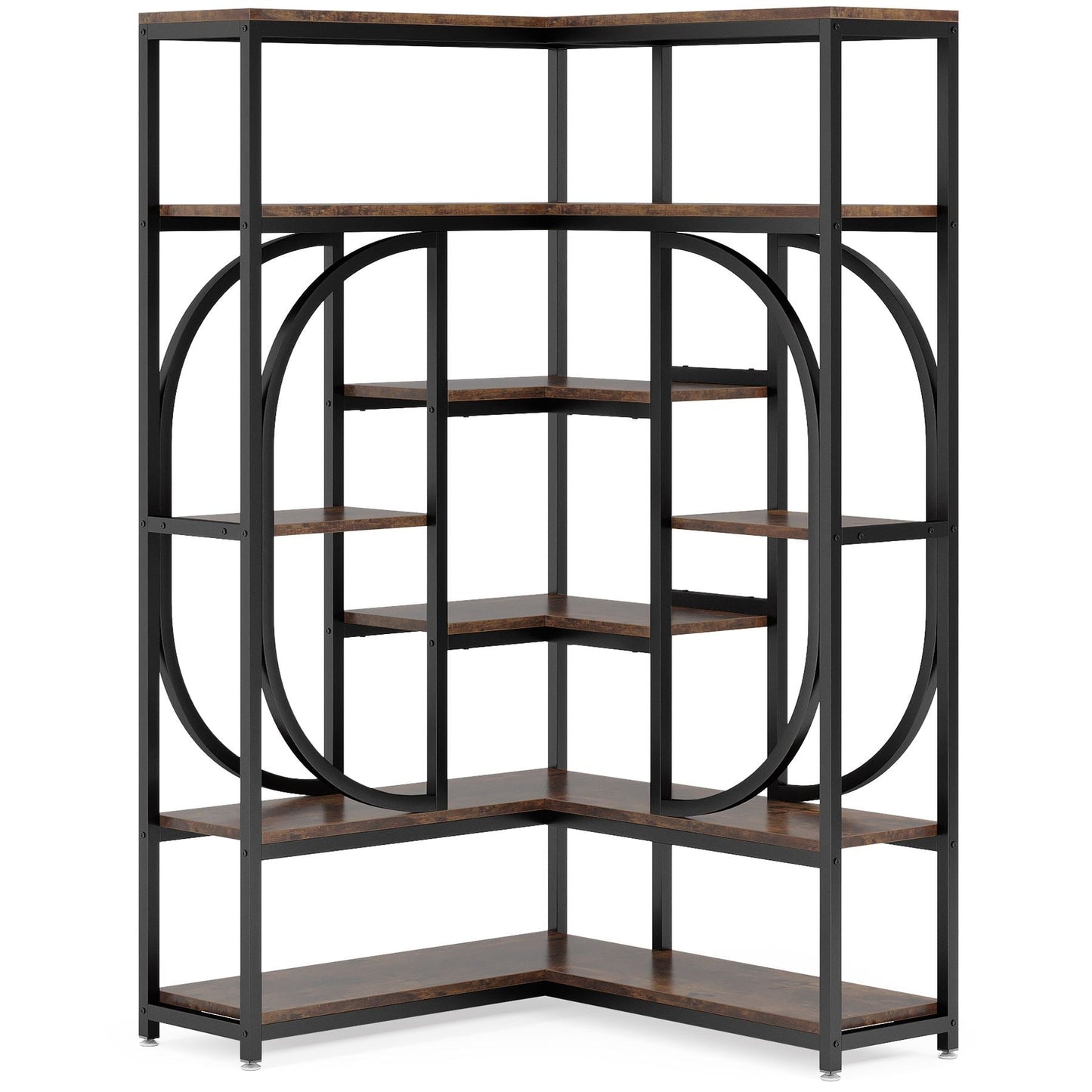 Tribesigns 7 - Shelf Corner Bookshelf, L - Shaped Bookcase Display Rack Tribesigns