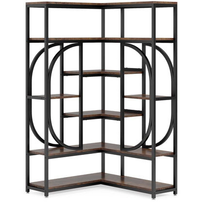 Tribesigns 7 - Shelf Corner Bookshelf, L - Shaped Bookcase Display Rack Tribesigns