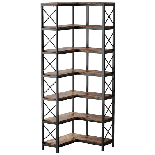 Tribesigns 7 - Tier Corner Bookshelf Corner Bookcase Storage Display Rack Tribesigns