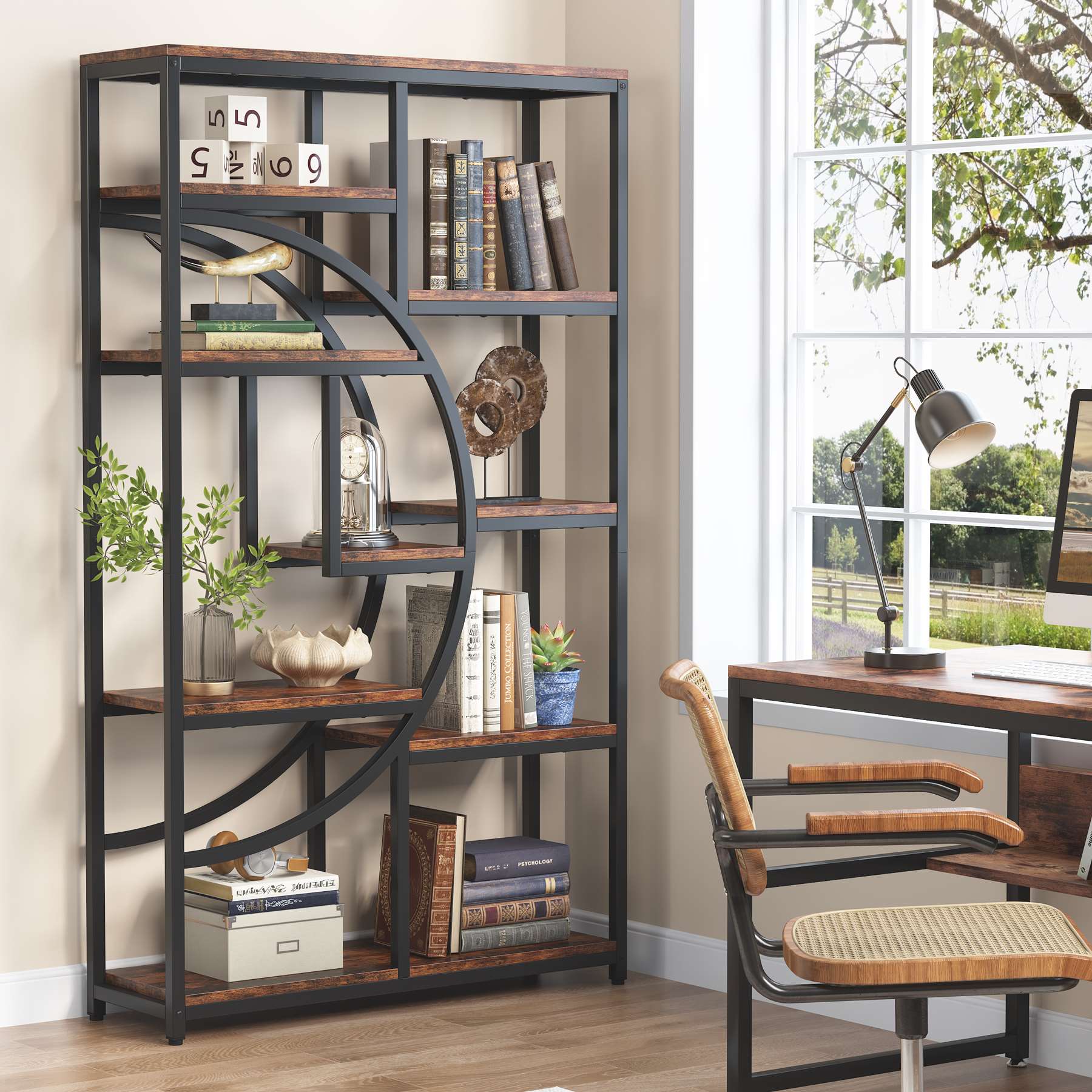 Tribesigns Freestanding Bookshelf, 68.9" Etagere Bookcase with 9 Open Shelves Tribesigns