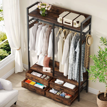 Tribesigns Freestanding Closet Organizer, Garment Rack with Drawers & Shelves Tribesigns