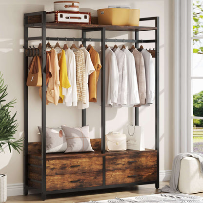 Tribesigns Freestanding Closet Organizer, Garment Rack with Drawers & Shelves Tribesigns