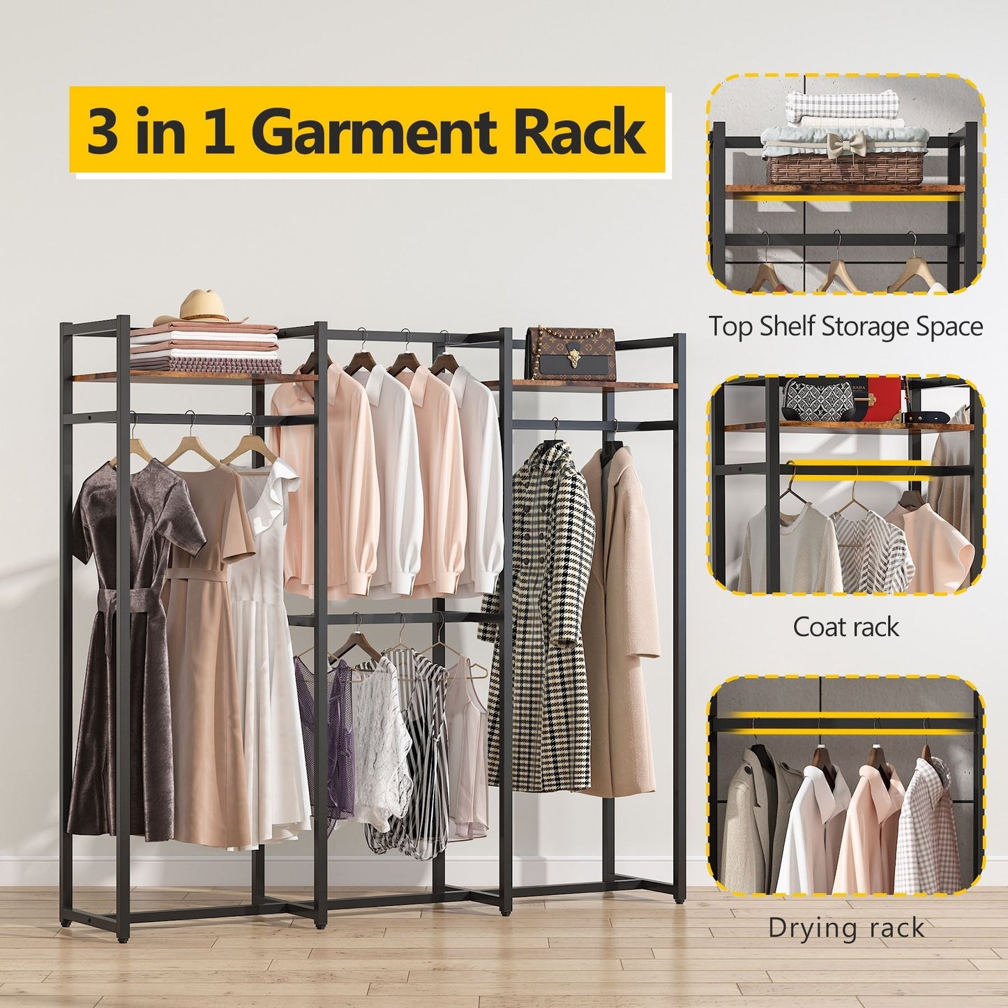 Tribesigns Freestanding Closet Organizer, Large Garment Clothes Rack Tribesigns