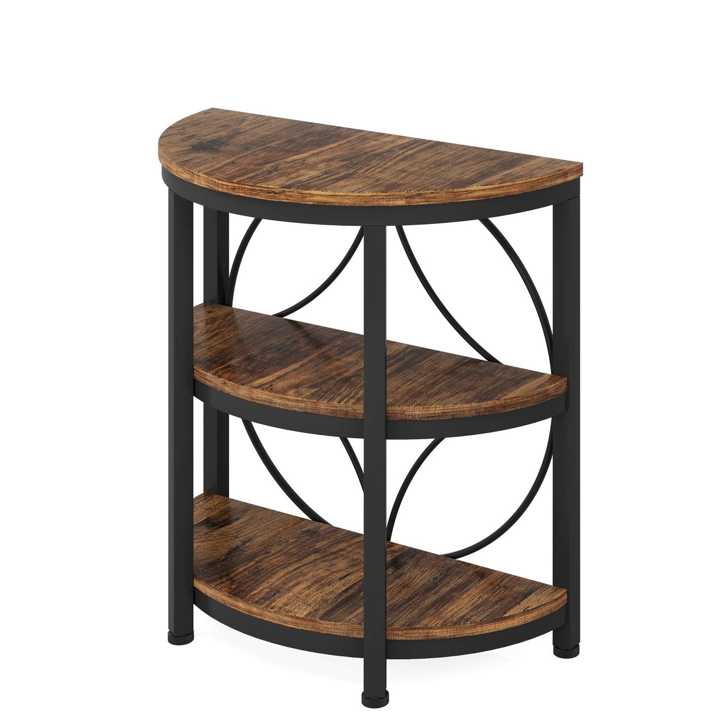 Tribesigns Half - Round End Table, 3 - Tier Narrow Side Table with Metal Frame Tribesigns